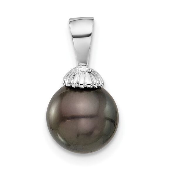 Kazi Luxury 14K White Gold 8-9mm Round Black Tahitian Pearl Pendant